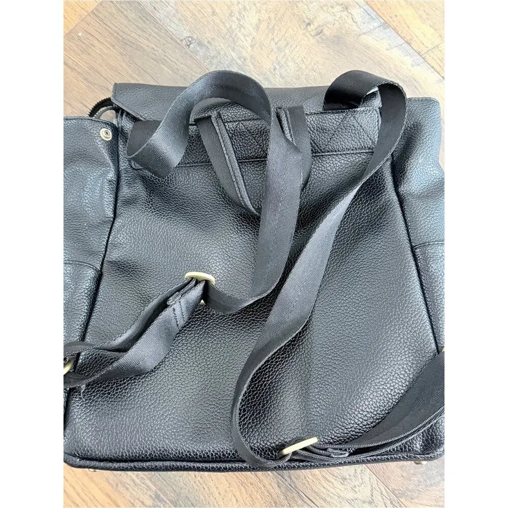 Freshly Picked Classic Diaper Backpack bag Black vegan pebbled leather large